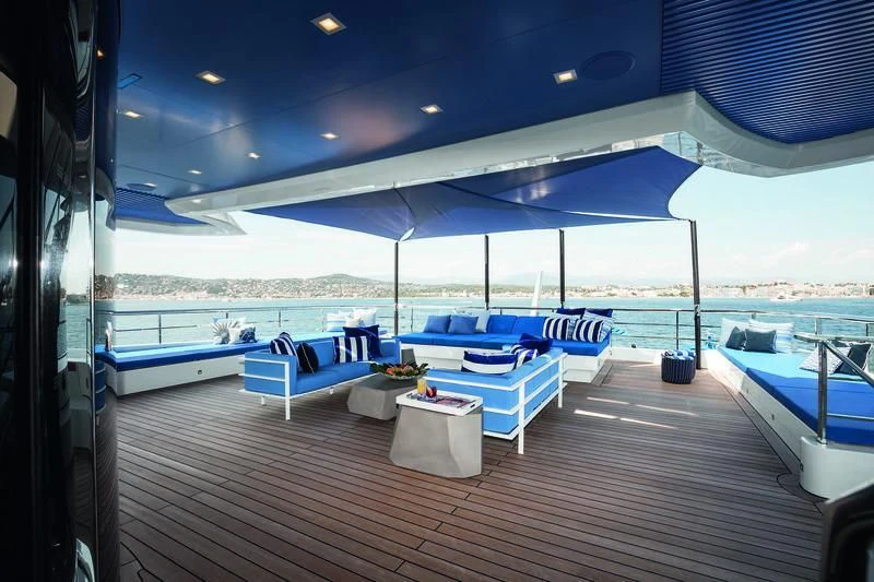 a deck with a view of the water and the deck aboard SEASENSE Yacht for Sale