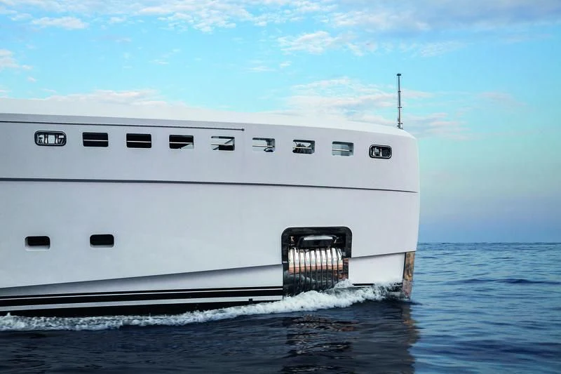 a large white ship in the water aboard SEASENSE Yacht for Sale