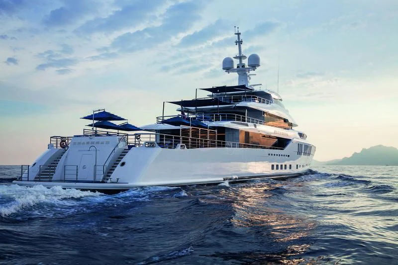 a large white boat in the water aboard SEASENSE Yacht for Sale