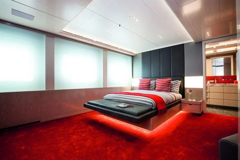 a bed in a room aboard SEASENSE Yacht for Sale