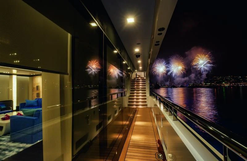 a wooden bridge over a body of water aboard SEASENSE Yacht for Sale