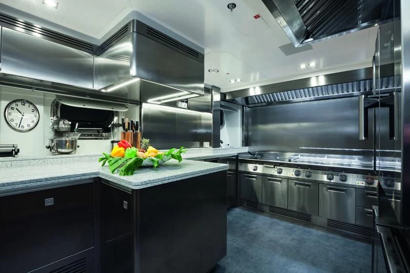 a kitchen with a large oven aboard SEASENSE Yacht for Sale