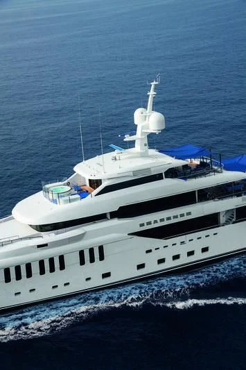 a large white ship in the water aboard SEASENSE Yacht for Sale