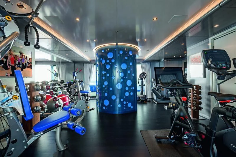 a room with many motorcycles aboard SEASENSE Yacht for Sale