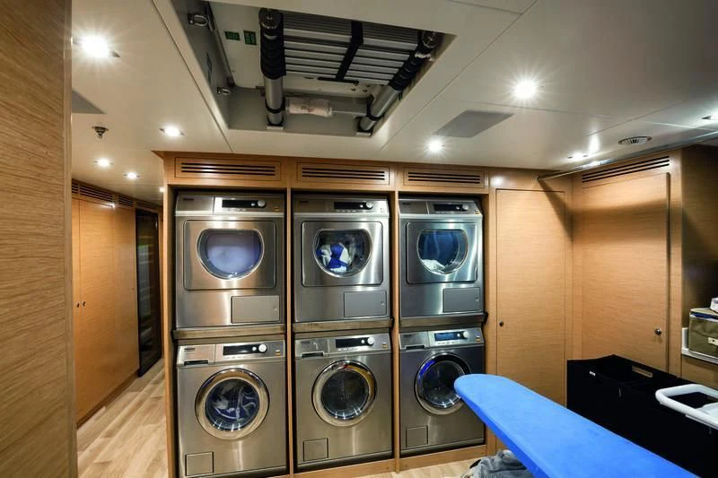 a room with several speakers aboard SEASENSE Yacht for Sale