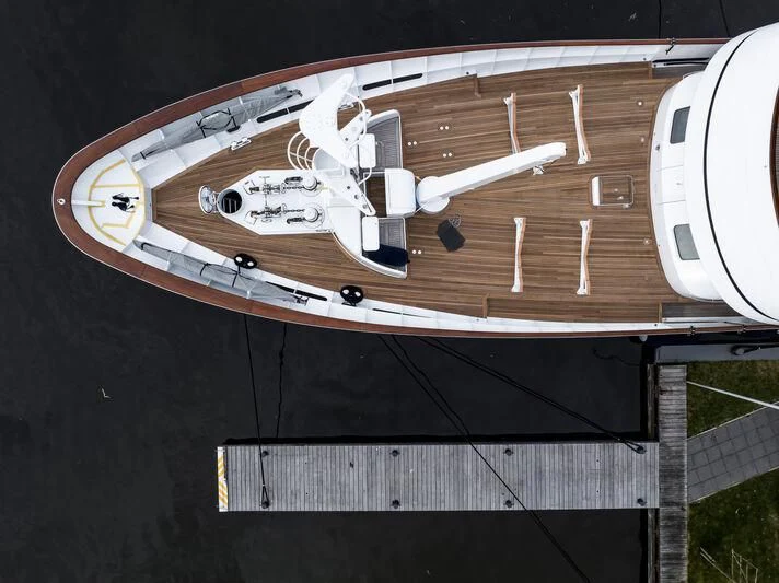 a drone on a roof aboard MOONSHADOW Yacht for Sale