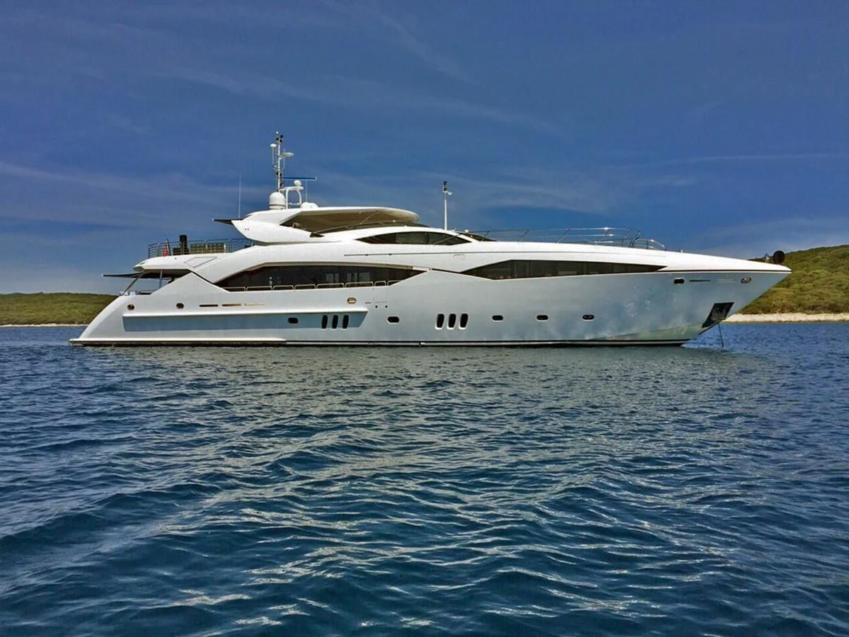 a white yacht on the water aboard REGULUS Yacht for Sale