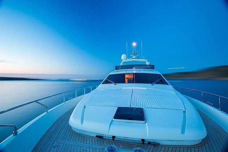 a white yacht on a body of water aboard MONTICELLO II Yacht for Sale