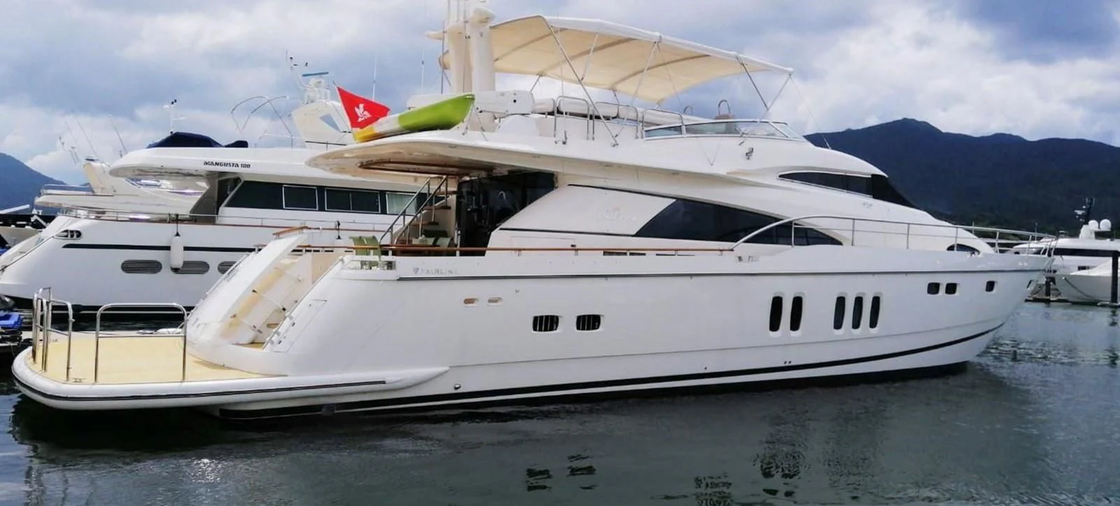 a white yacht in the water aboard FAIRLINE SQUADRON 74 Yacht for Sale