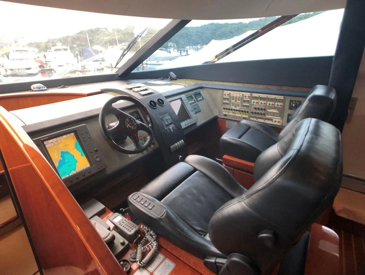 inside of a car aboard FAIRLINE SQUADRON 74 Yacht for Sale
