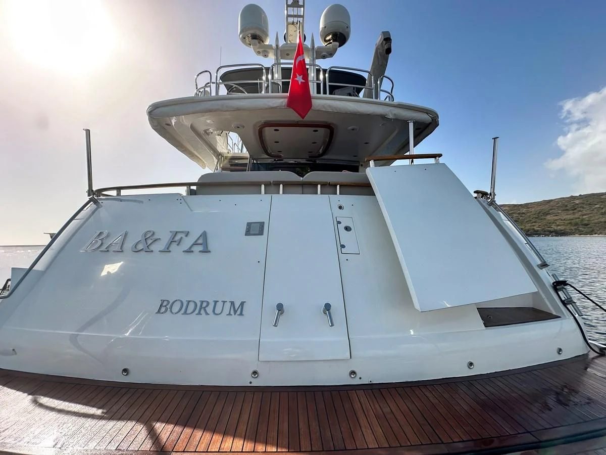 a boat on the water aboard FAIRLINE SQUADRON 74 Yacht for Sale