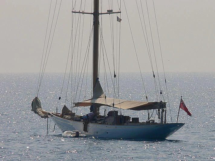 a boat sailing on the sea aboard CAMBRIA Yacht for Sale