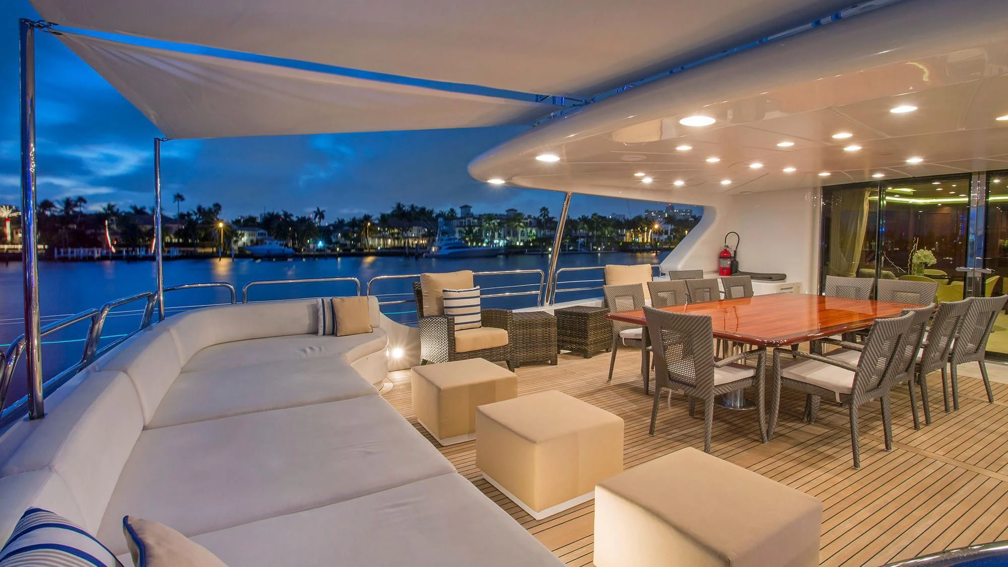 a large lounge area with a couch and chairs aboard CRISTOBAL Yacht for Charter