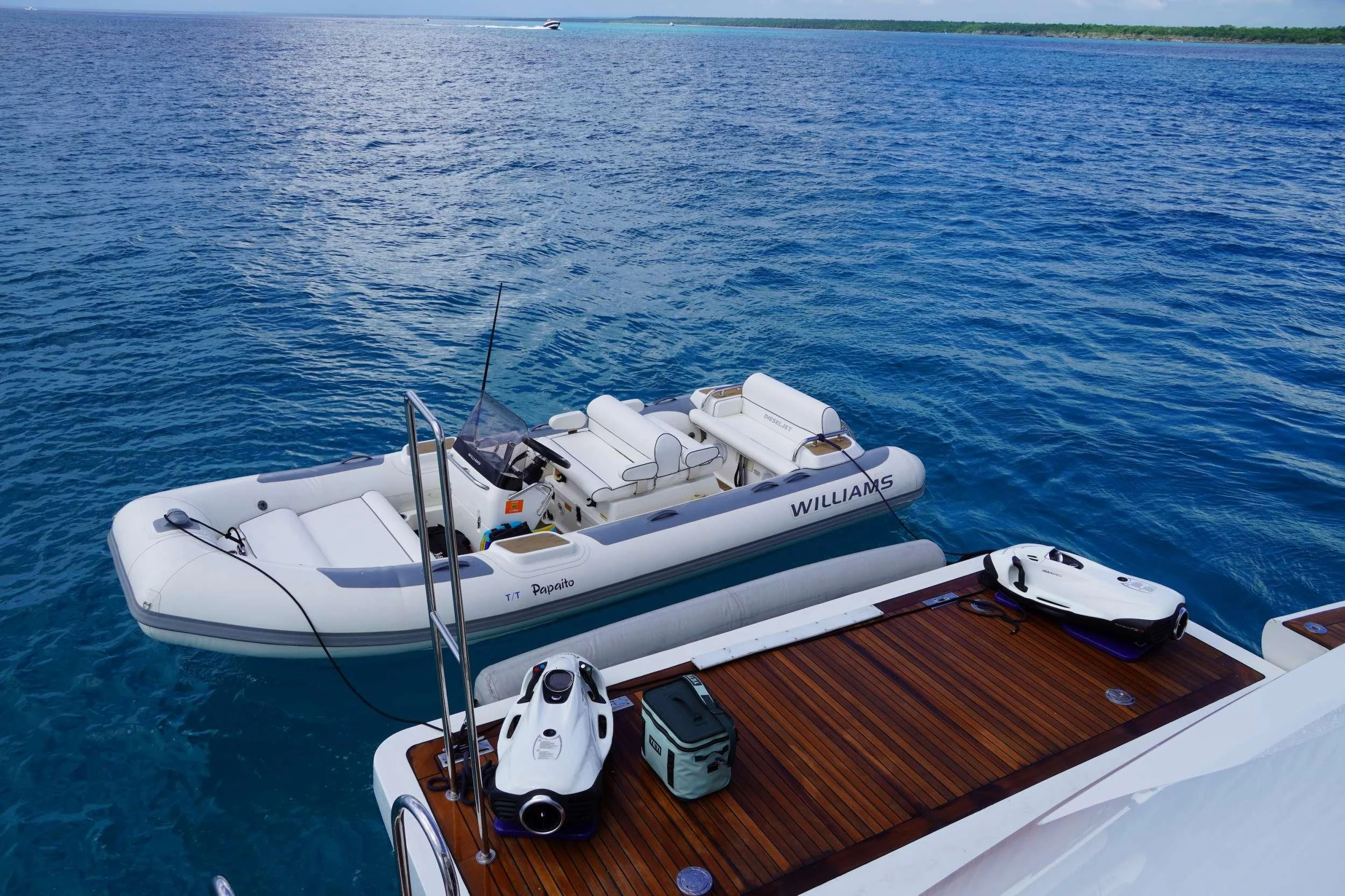 a boat on the water aboard CRISTOBAL Yacht for Charter