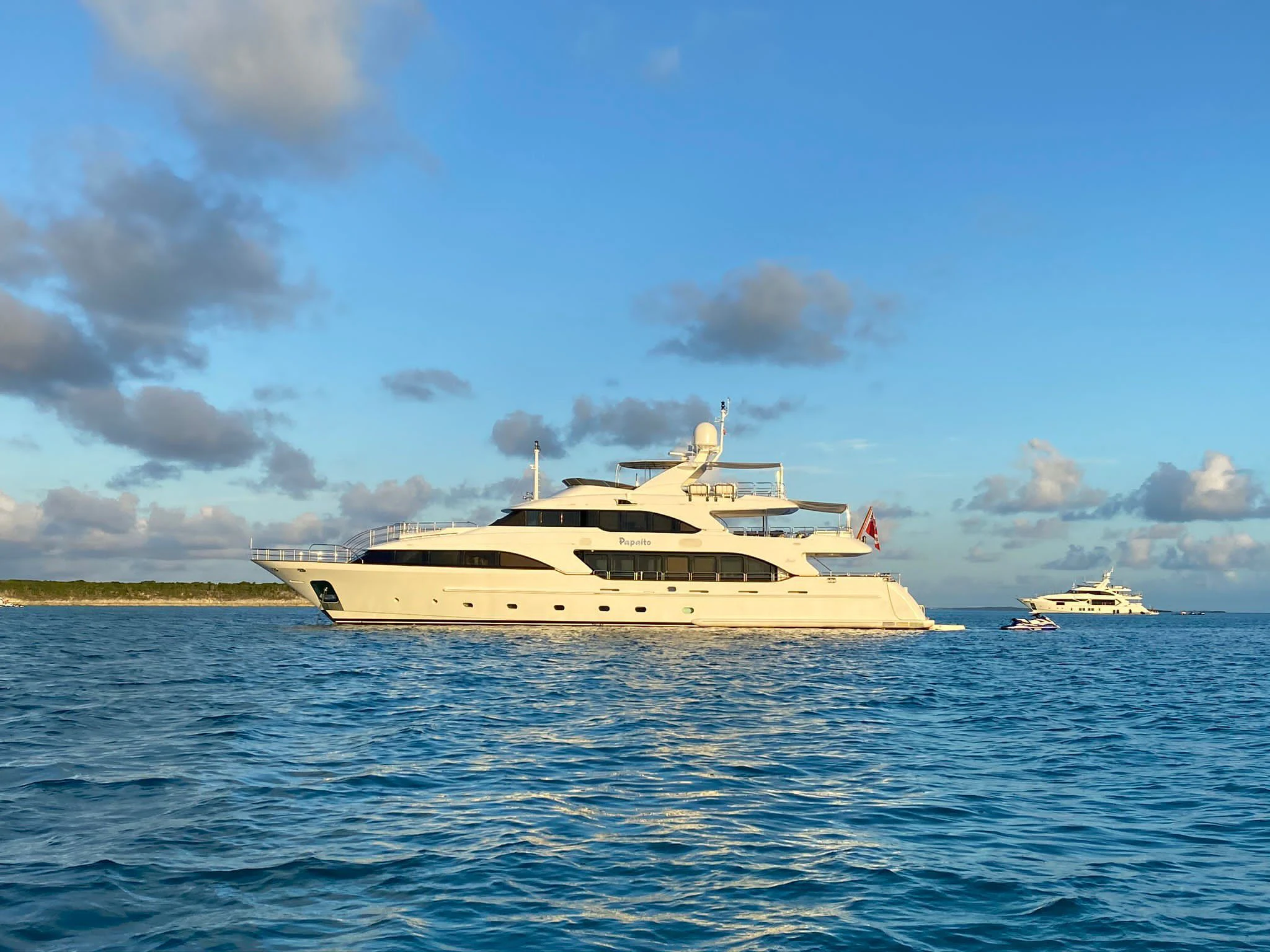 a boat in the water aboard CRISTOBAL Yacht for Charter