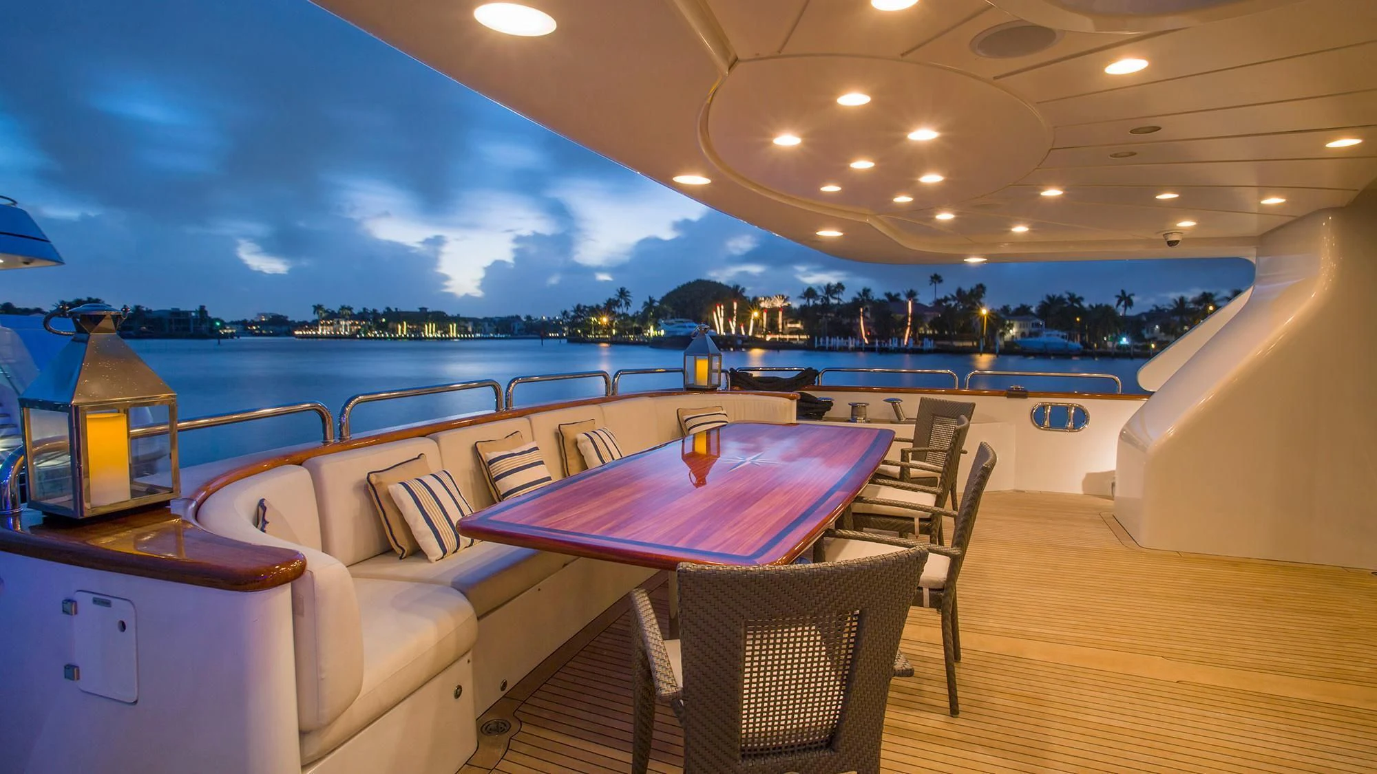 a room with a table and chairs aboard CRISTOBAL Yacht for Charter