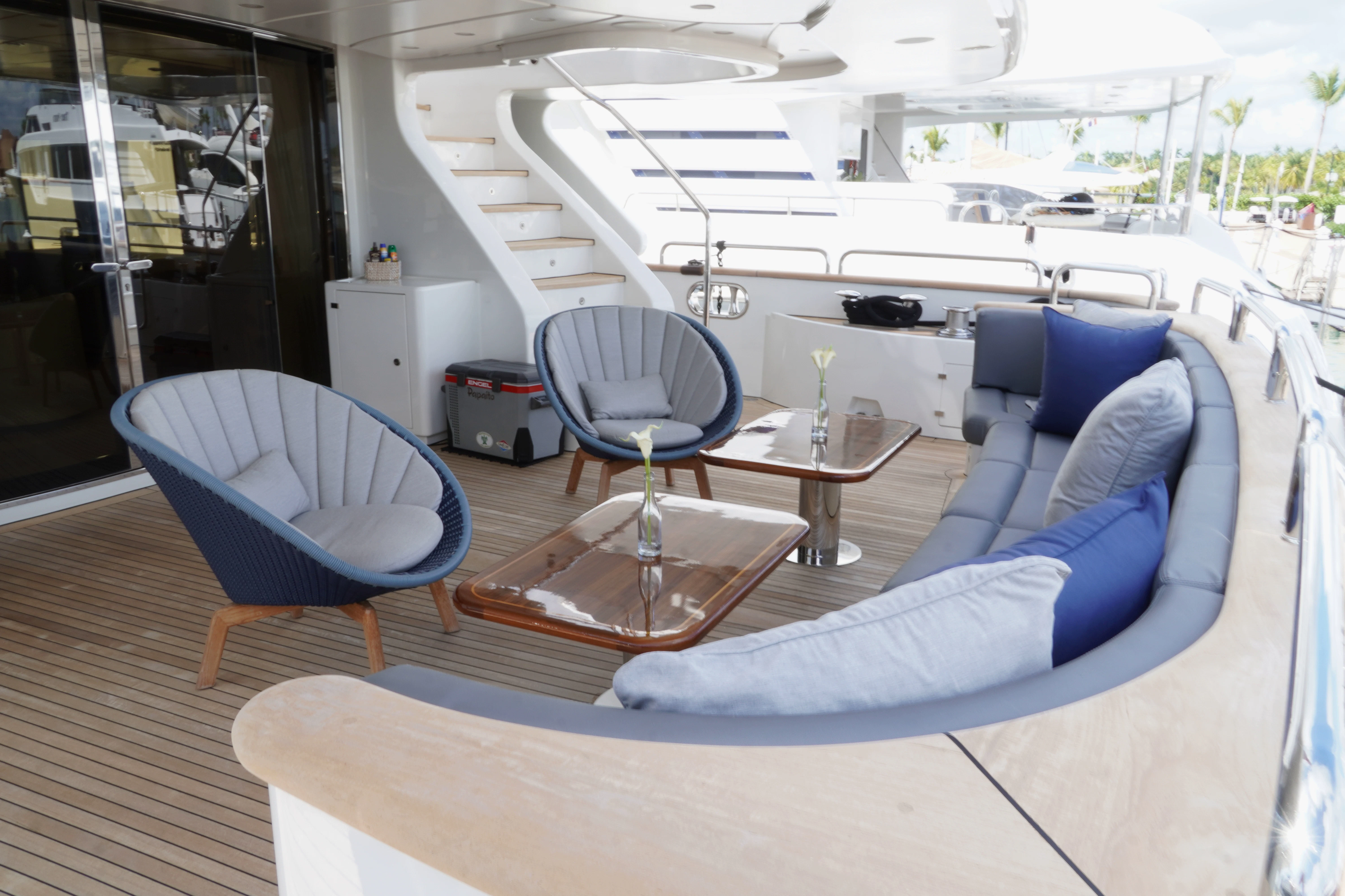 a room with a couch and a table aboard CRISTOBAL Yacht for Charter