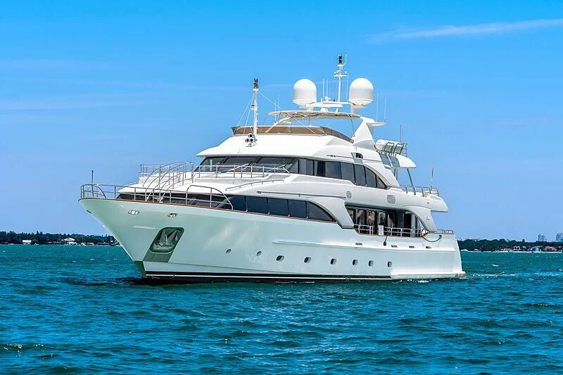 a white boat in the water aboard CRISTOBAL Yacht for Charter