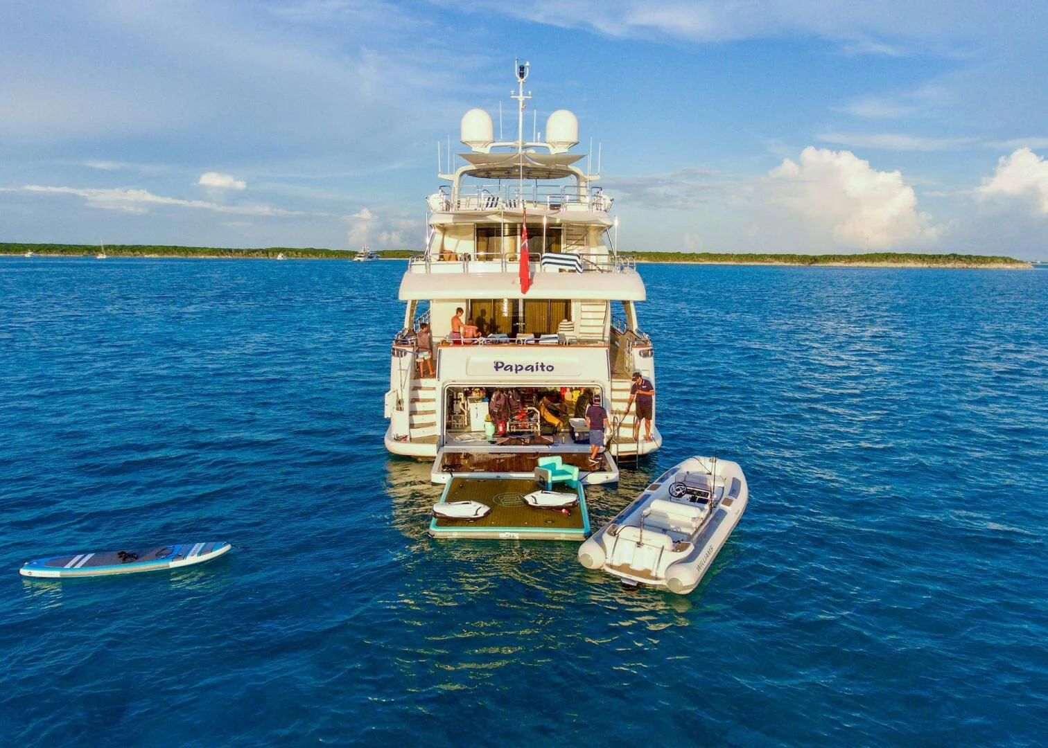 a boat on the water aboard CRISTOBAL Yacht for Charter