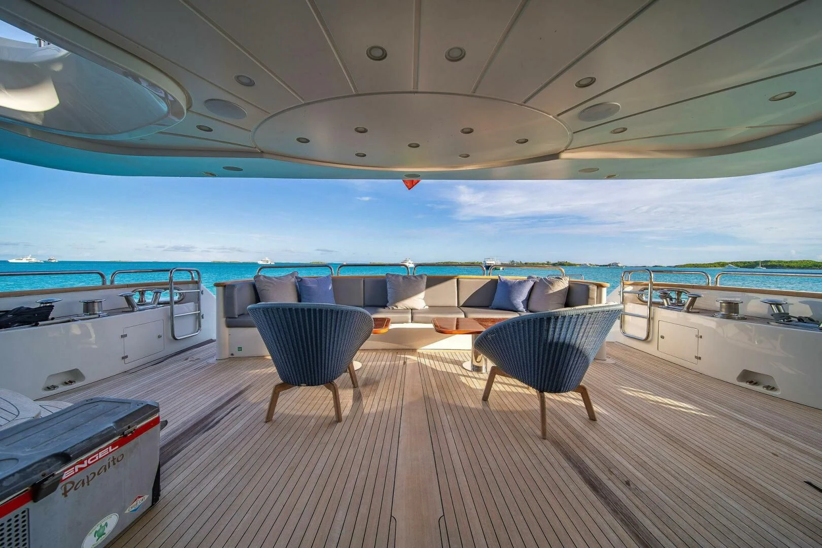 a room with a table and chairs aboard CRISTOBAL Yacht for Charter