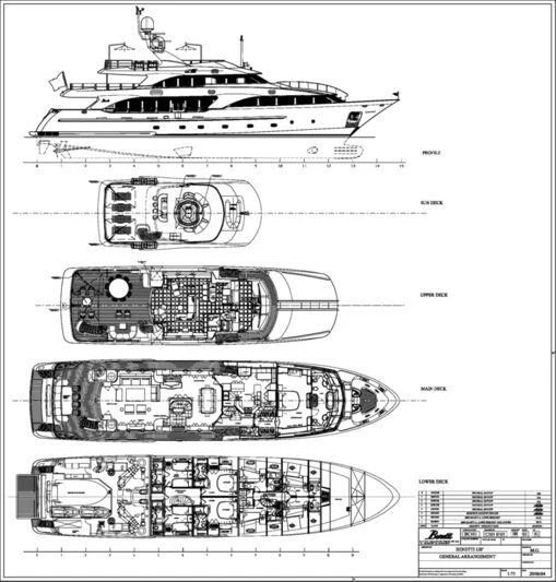 diagram, engineering drawing aboard CRISTOBAL Yacht for Charter