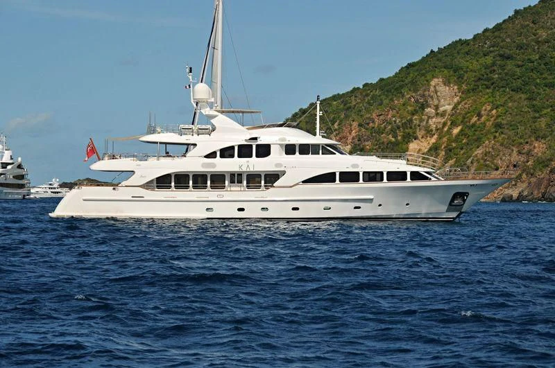 a white yacht in the water aboard CRISTOBAL Yacht for Charter