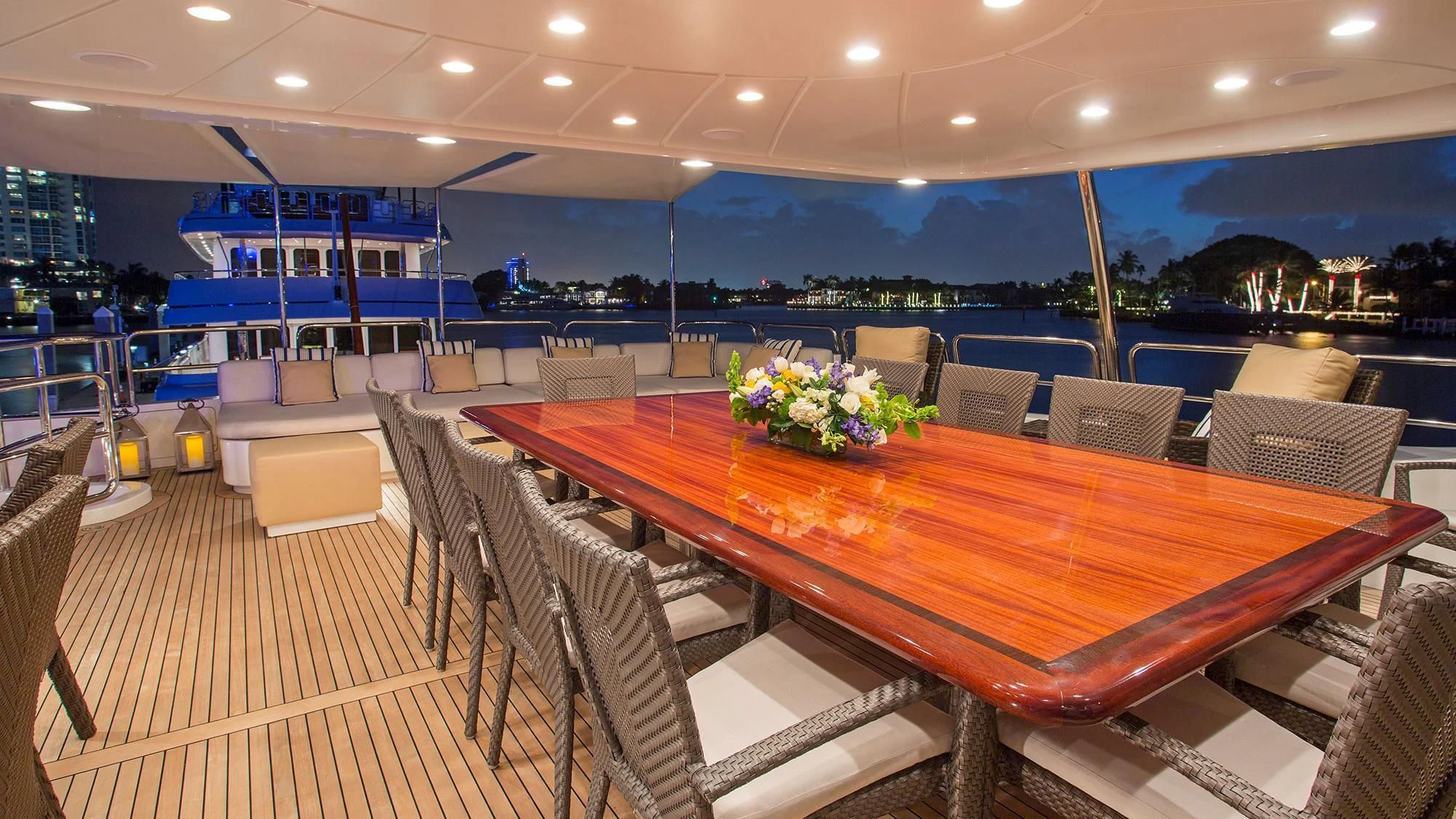 a room with a table and chairs aboard CRISTOBAL Yacht for Charter