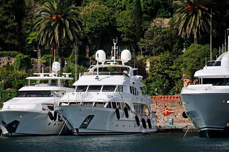 several boats in the water aboard CRISTOBAL Yacht for Charter