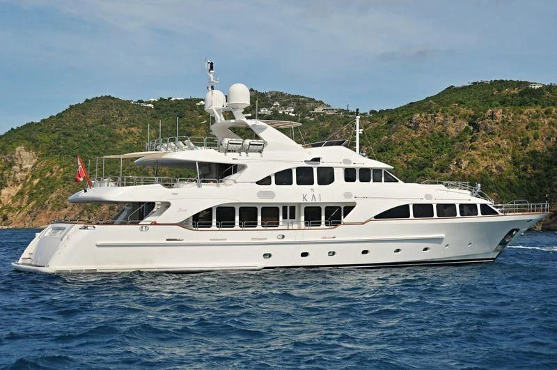 a white yacht in the water aboard CRISTOBAL Yacht for Charter