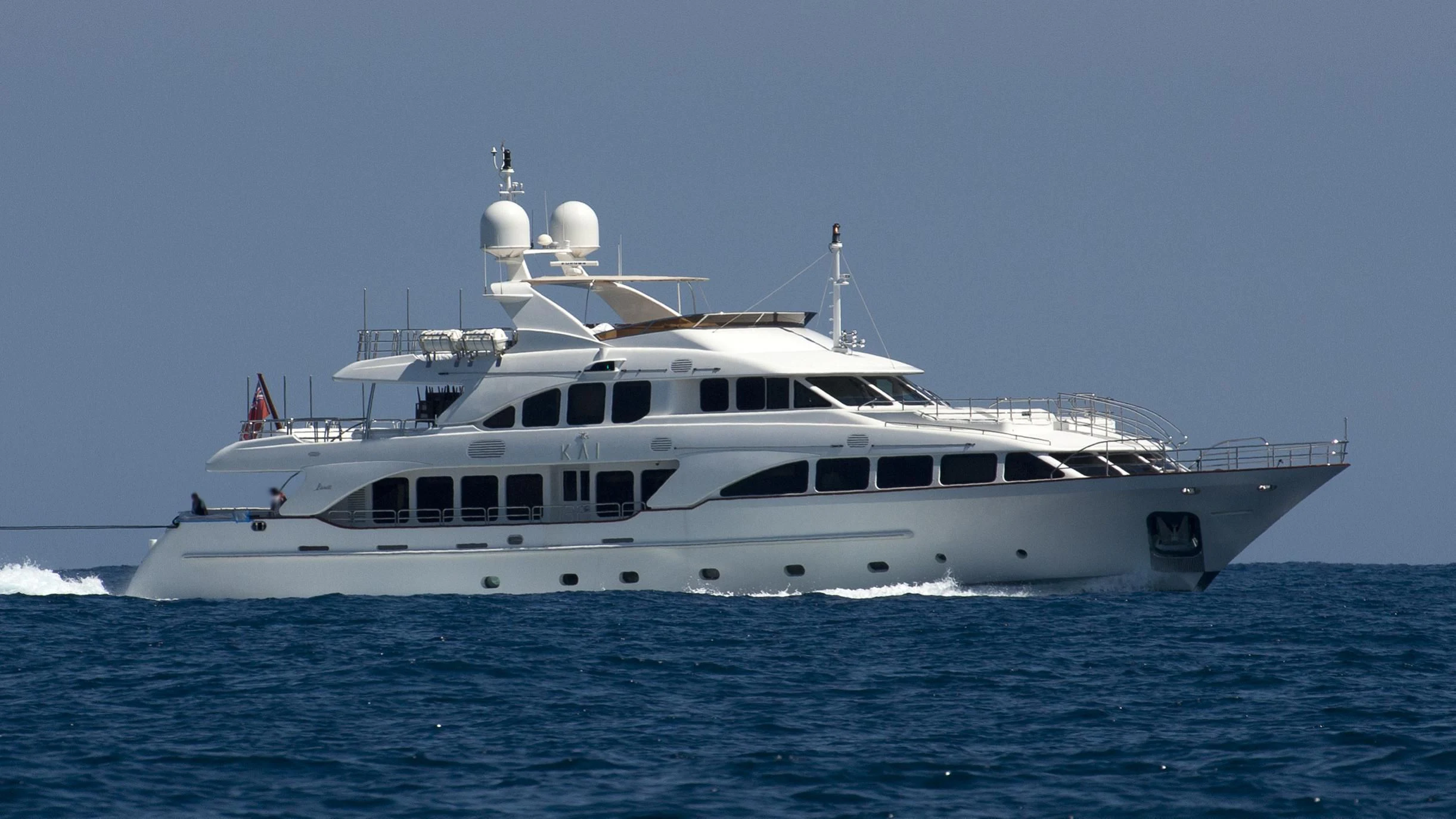a large white yacht aboard CRISTOBAL Yacht for Charter