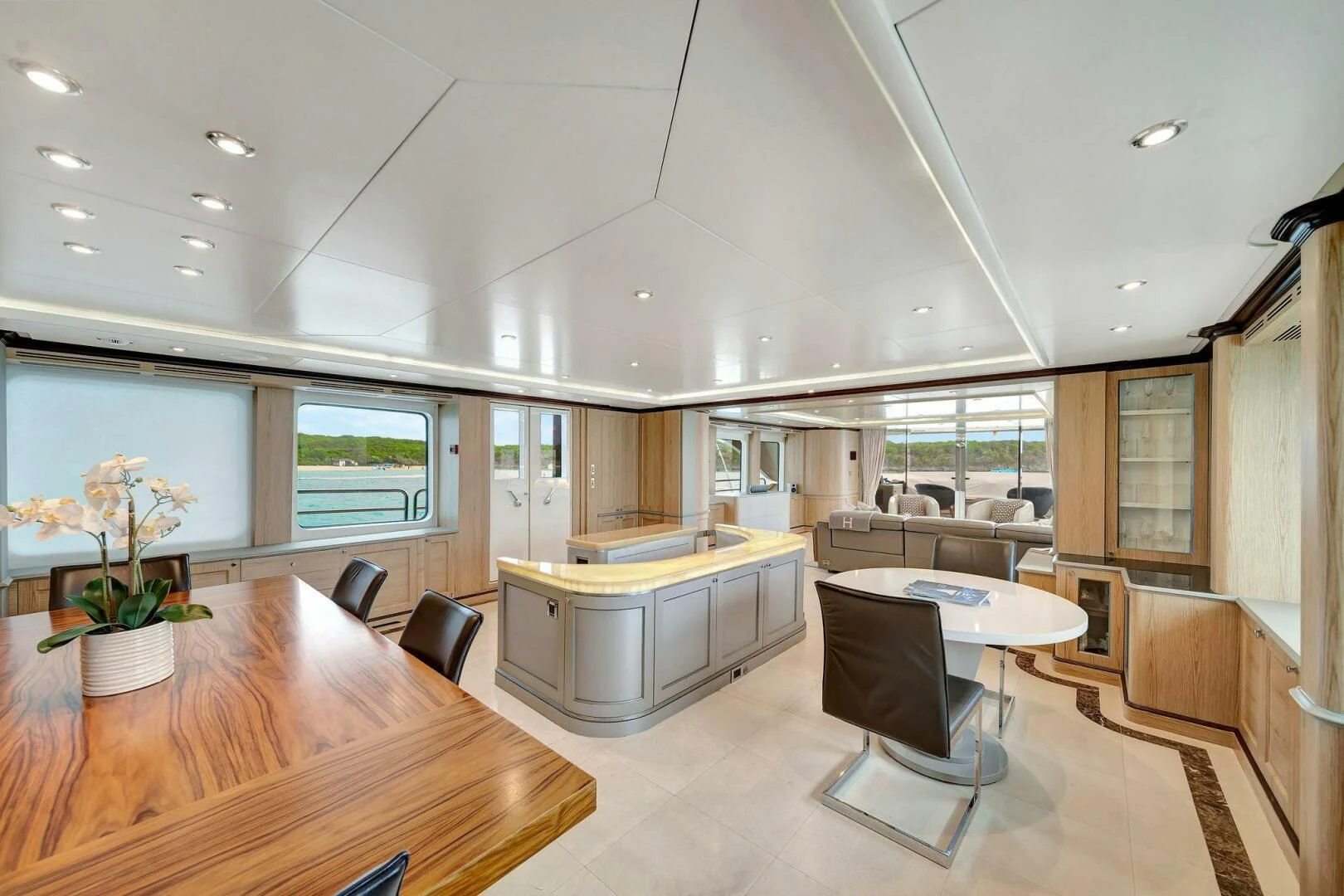 a large open office space aboard CRISTOBAL Yacht for Charter