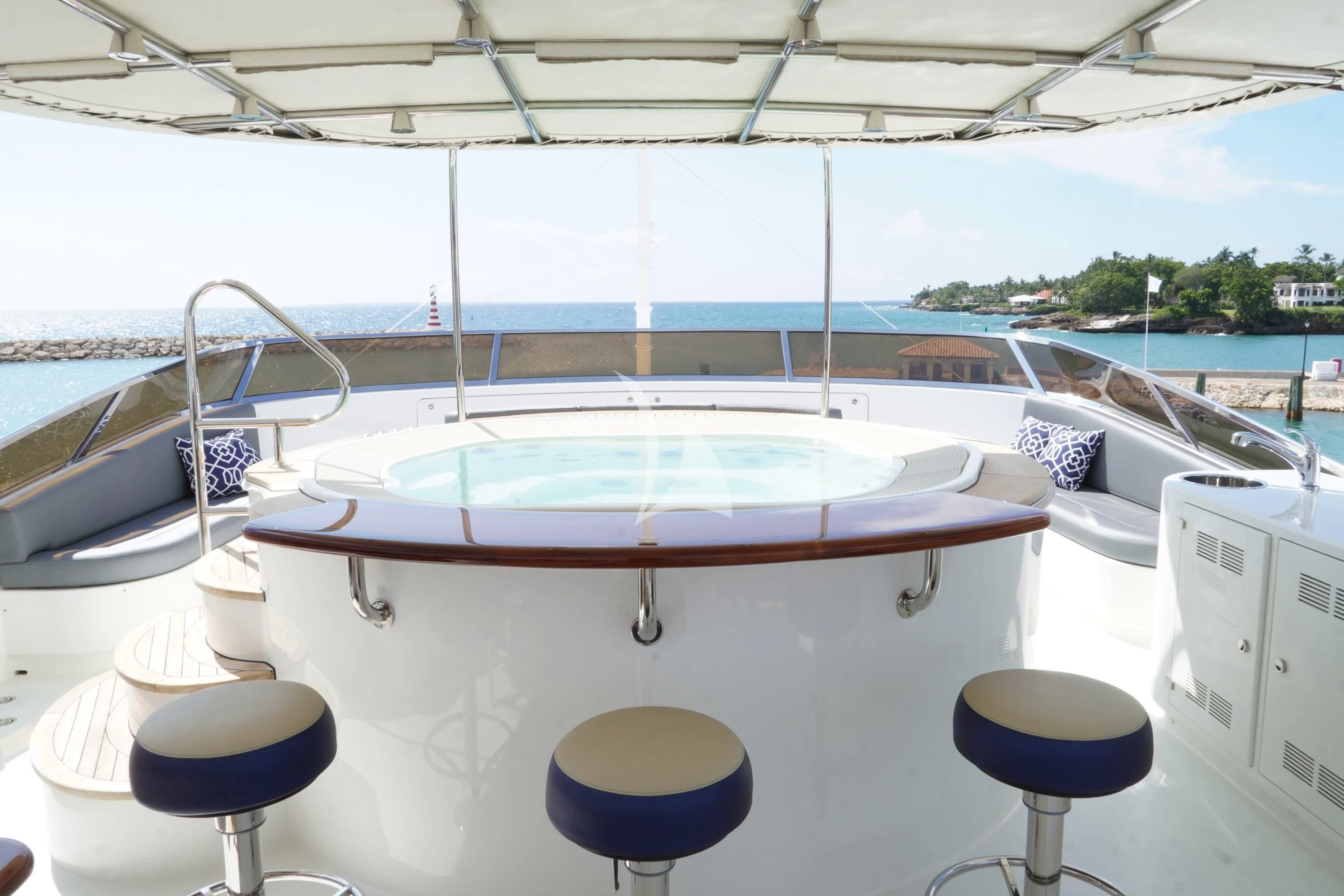 a table on a boat aboard CRISTOBAL Yacht for Charter