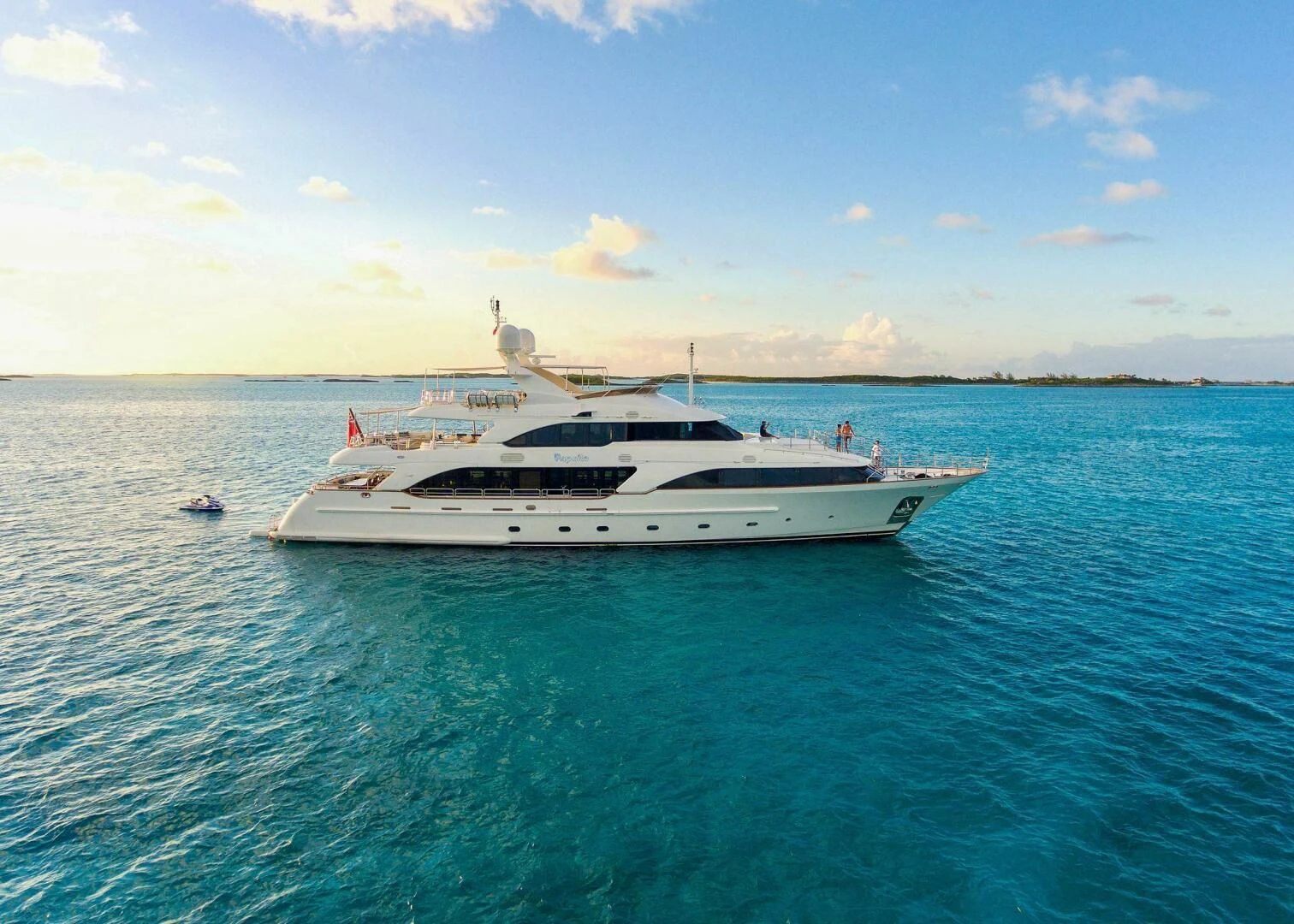 a boat in the water aboard CRISTOBAL Yacht for Charter