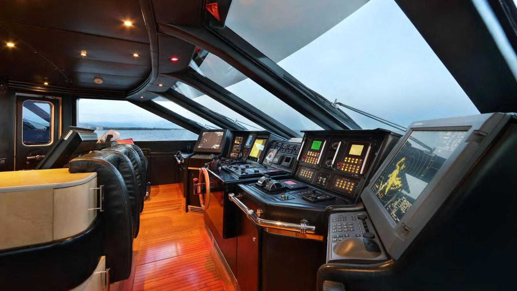 inside of a plane aboard CODE 8 Yacht for Sale