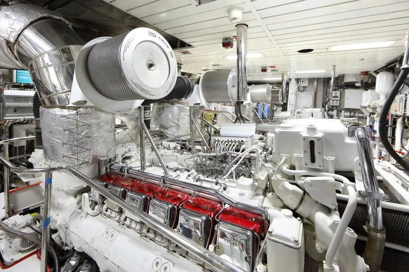 a large room with machinery aboard CODE 8 Yacht for Sale