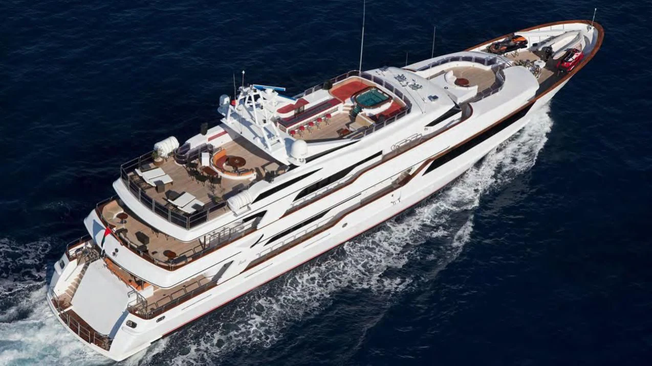 a high angle view of a ship aboard CODE 8 Yacht for Sale