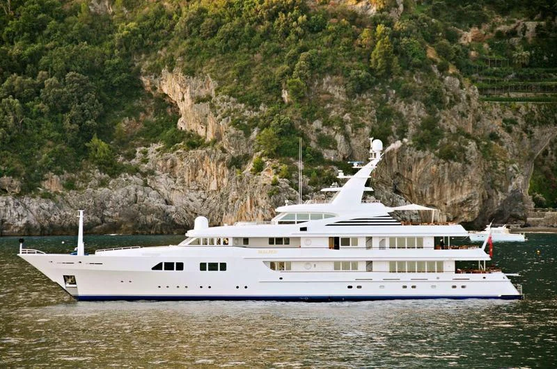 a white yacht in the water aboard PARAFFIN Yacht for Sale