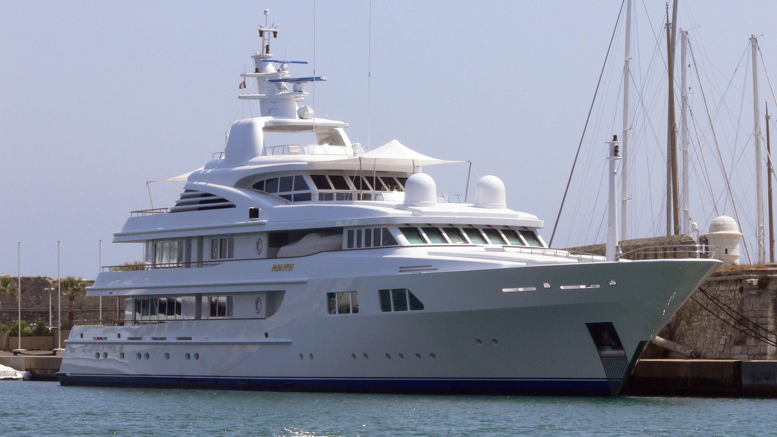 a large white boat aboard PARAFFIN Yacht for Sale
