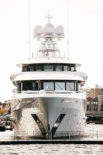 a large ship in the water aboard SYNTHESIS Yacht for Sale