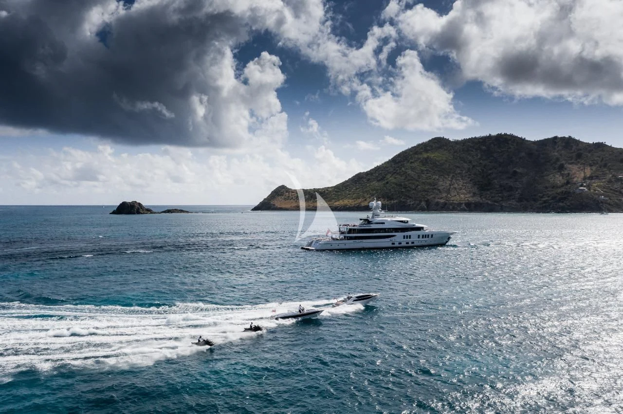 a boat on the water aboard SYNTHESIS Yacht for Sale