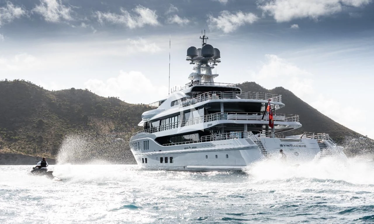 a boat on the water aboard SYNTHESIS Yacht for Sale
