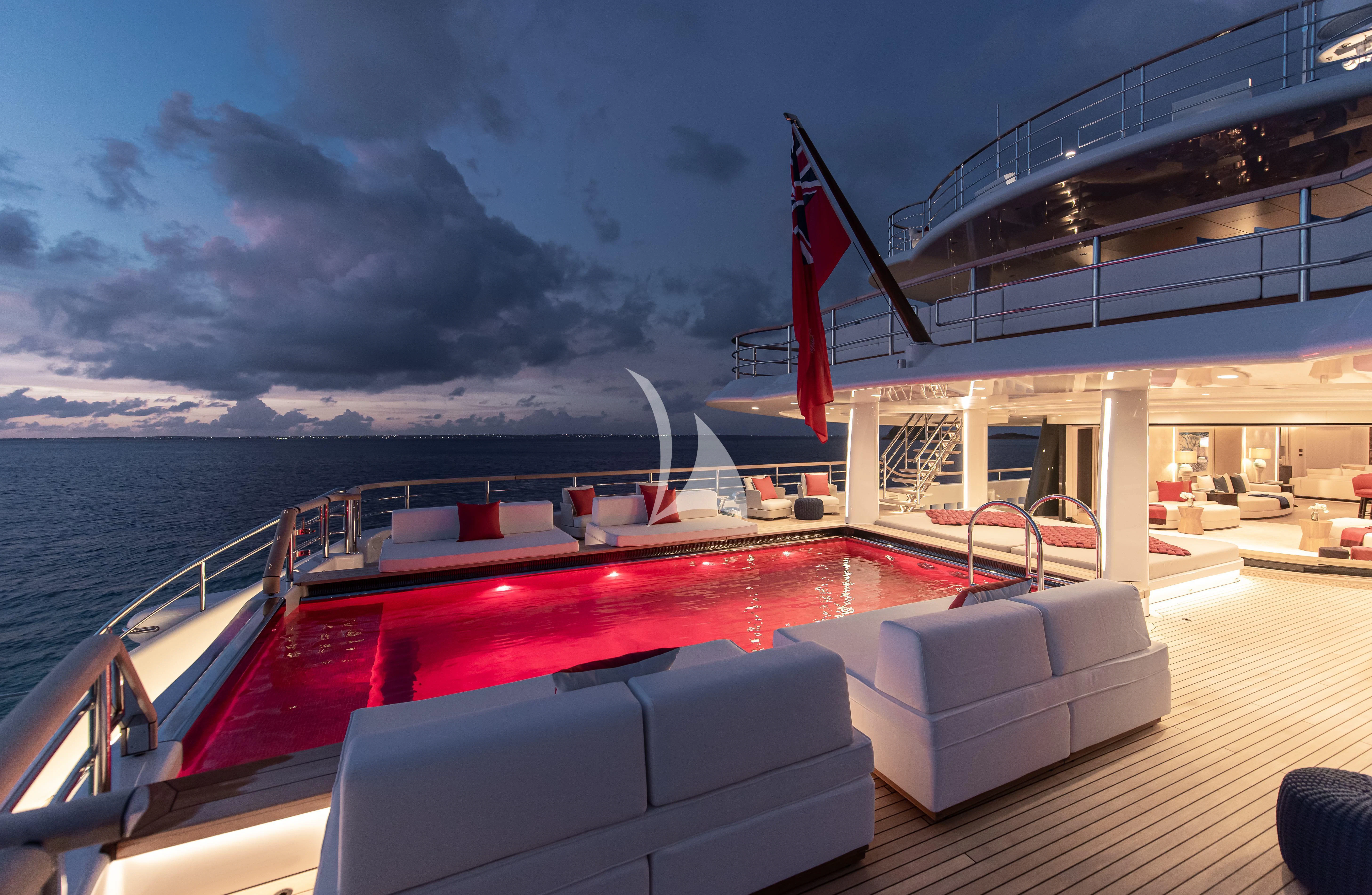 a boat on a deck aboard SYNTHESIS Yacht for Sale