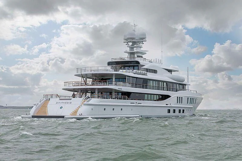 a large white ship aboard SYNTHESIS Yacht for Sale