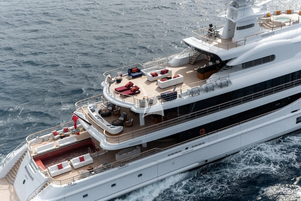 a large ship in the water aboard SYNTHESIS Yacht for Sale