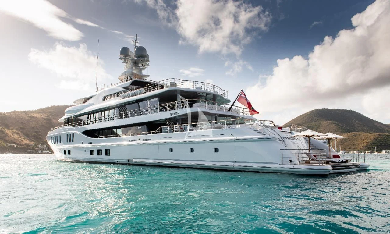 a boat on the water aboard SYNTHESIS Yacht for Sale