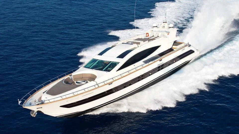 a white yacht on the water aboard TOBY Yacht for Sale