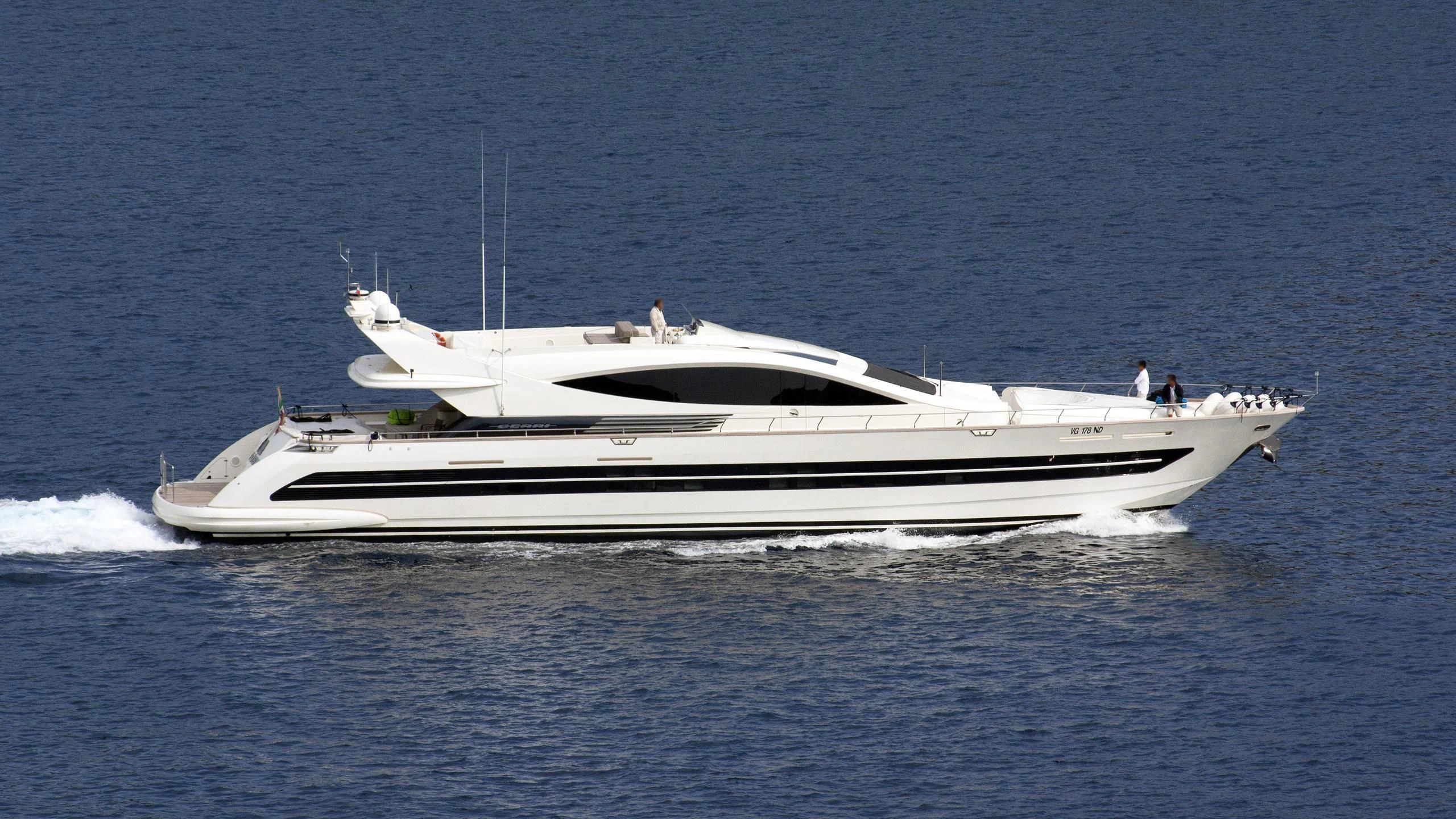 a white yacht in the water aboard TOBY Yacht for Sale