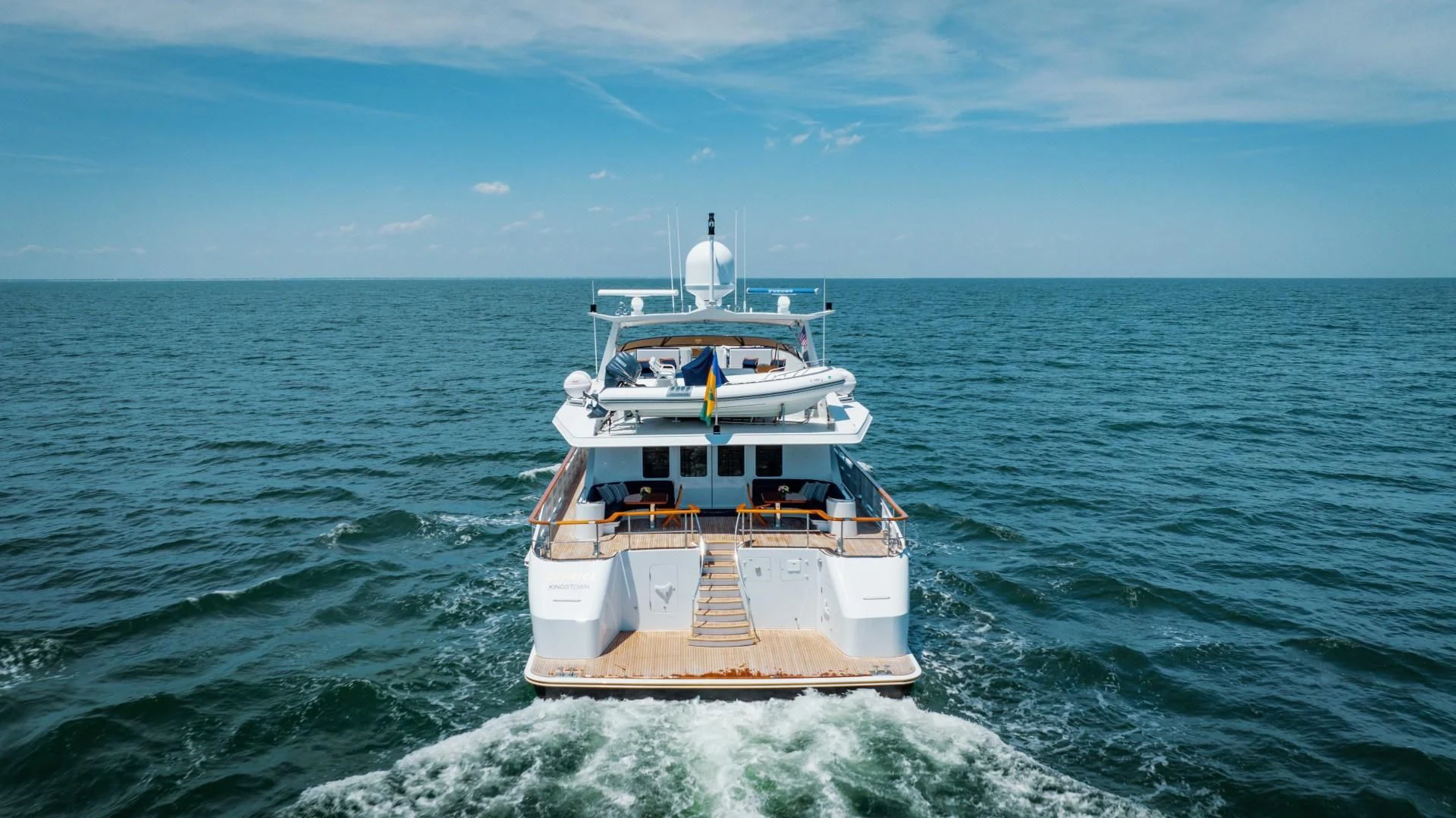 a boat in the water aboard DREAM RIDER Yacht for Sale