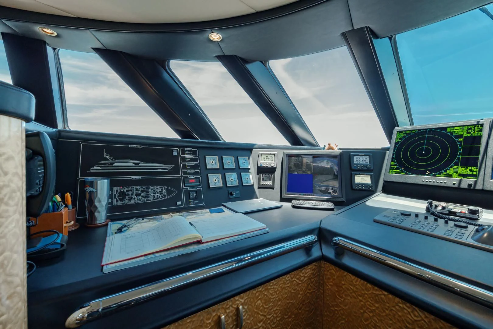 inside of a car aboard DREAM RIDER Yacht for Sale
