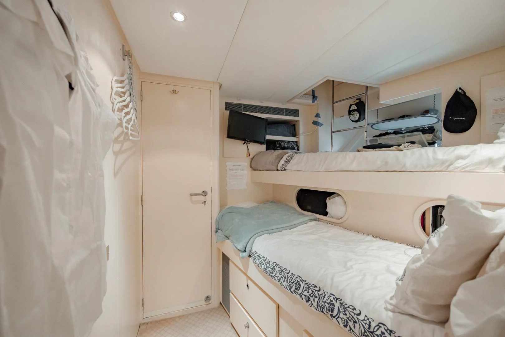 beds in a room aboard DREAM RIDER Yacht for Sale